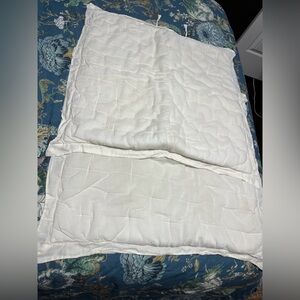 Pottery Barn Set 2 Euro Shams Ivory Basic Soft Cotton Tie Back